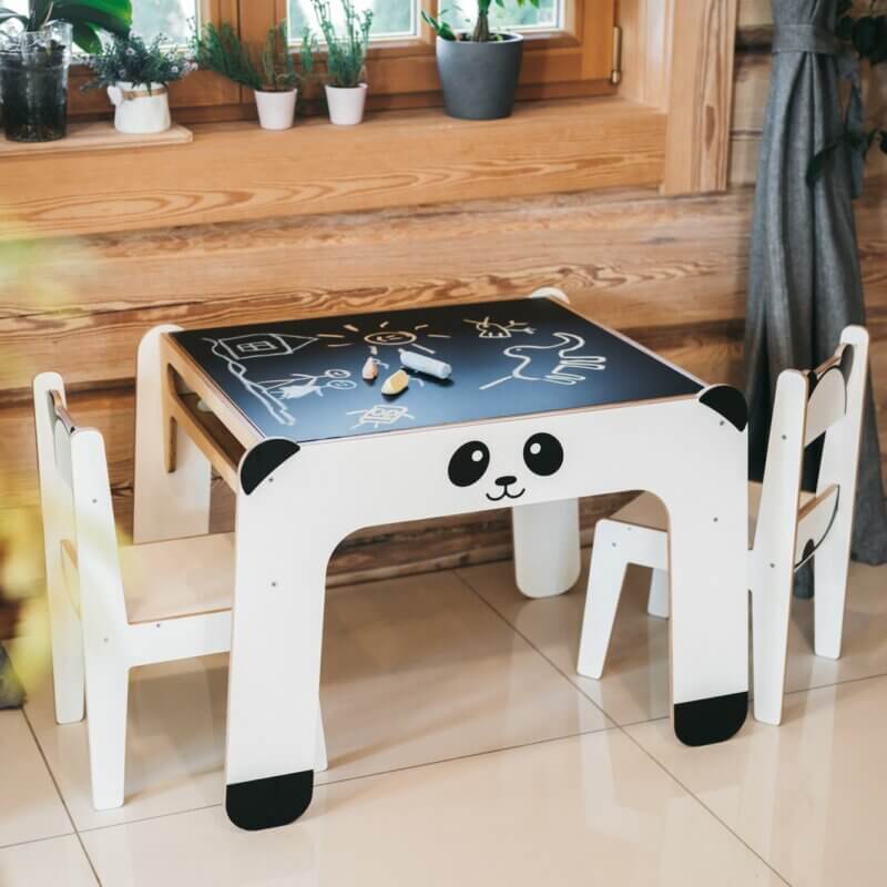 Laua ja tooli komplekt tahvliga - panda